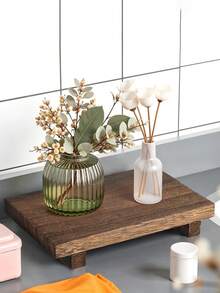 1pc 8.6 X 3.5 Inch Wooden Base Display Stand Rack, Suitable For Bathroom Kitchen Sink, Can Be Used As Soap Dish, Candle Holder, Plant Pot Tray, Farmhouse Decor For Bathroom And Kitchen - Multicolor - View 12