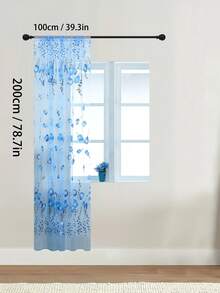 1 pieza Cortina transparente de iris azul, estilo minimalista moderno, tela de poliéster traslúcida y ligera, con ojales en la parte superior para una fácil instalación, adecuada para dormitorio, sala de estar, balcón - Azul - Ver 7