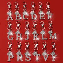 1 chiếc móc khóa chữ cái tiếng Anh sang trọng, đính đá lấp lánh, mạ điện, thích hợp đeo hàng ngày, quà tặng cho nam giới, vật dụng cần thiết khi đi du lịch. - Bạc - Xem 2