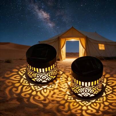 GCTECHING 1个LED铁艺曼陀罗花灯，迷你户外照明，适用于草坪、露营、花园、阳台、凉亭、日常聚会、节日庆典