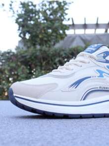 男士撞色休闲系带运动鞋，户外穿着，春秋季 - 白色 - 查看 3