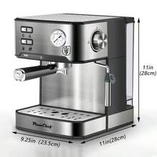 PlumChef Espresso Machine 20 Bar Professional Compact Household Coffee Espresso Maker With Milk Frother Steam Wand Pressure Gauge 54oz Water Tank Low Noise And Fast Coffee Machine For Cappuccino Latte - US A Type Plug(110-127V) - View 9