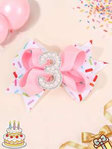 1个粉色“生日快乐”蝴蝶结发夹，1 2 3 4 5 6 7 8数字发夹，糖果发饰，女孩派对礼物。关注我们获取最新设计，享受8%折扣，DZBB - 彩色 - 查看 10