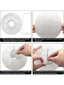 10 piezas de linternas de papel de estilo chino y japonés de tamaños mixtos en color blanco, adecuadas para bodas, cumpleaños, fiestas de Halloween, manualidades, Navidad, bodas, decoración del hogar, decoración de fiestas. Pueden tener manchas. (6 piezas) - Blanco - Ver 8