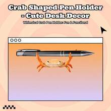 1pcs Cute Weightlifting Crab Pen Holder Funny Desk Organizer & Creative Office Decor Gift In Red Styles - 彩色 - 查看 3