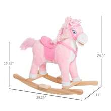 Cute Pink Plush Rocking Horse, Interactive Ride-On Toy With Sounds & Swinging Tail, Ideal Birthday Gift For Toddlers 3+ - Pink - View 3
