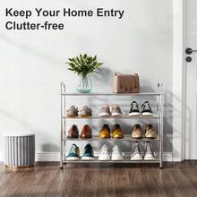 Stainless Steel 4-Tier Shoe Storage Organizer, Holds 12 Pairs, Ideal For Entryway Spaces - Silver - View 2