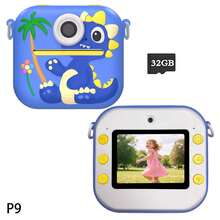 儿童即时打印相机，3-12岁儿童完美生日礼物玩具，1080P高清自拍相机，可爱男孩女孩礼物，附赠2卷打印纸 - 彩色 - 查看 12