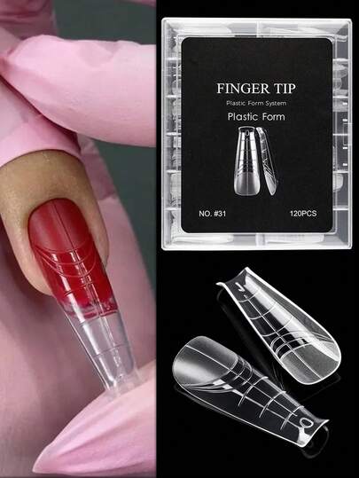 120pcs/Box Nail Dual-Layer Mold For Polygel Nail Mold, 12 Sizes Transparent Polygel Nail Mold, DIY Nail Extension Kit, Salon-Grade Nail Extension Stickers