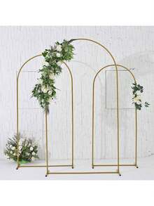 Gold Metal Arch Backdrop Stand Set, Arch Doorway, Available In 4ft/5ft/6ft/6.5ft/7.2ft Height, Suitable For Wedding, Birthday, Graduation, Anniversary, Grand Opening And Other Indoor/Outdoor Decor - Gold - View 1
