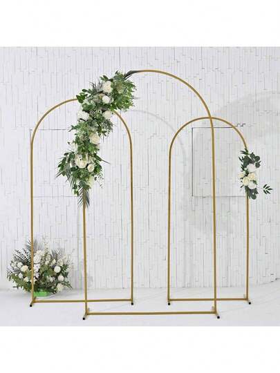 Gold Metal Arch Backdrop Stand Set, Arch Doorway, Available In 4ft/5ft/6ft/6.5ft/7.2ft Height, Suitable For Wedding, Birthday, Graduation, Anniversary, Grand Opening And Other Indoor/Outdoor Decor
