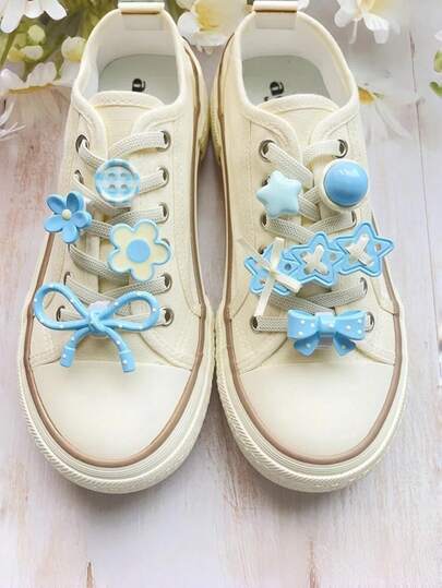 Cute Cartoon 3D Bow, Flower Shoelace Buckle Detachable DIY Decorative Shoe Clips (Shoes Not Included)
