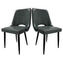 Dining Chairs With Cut-Out Backrest Modern Kitchen Chair Scandinavian Faux Leather Chair With High Back For Living Room Kitchen - As Pic - View 9