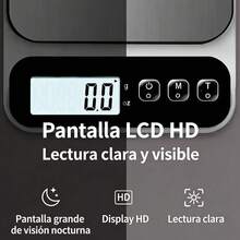 Mini balanza de cocina electrónica de acero inoxidable, resistente al agua y al aceite, de alta precisión, adecuada para hornear y cocinar, pesaje de alimentos domésticos y comerciales, batería de larga duración - Negro - Ver 5