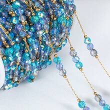 1米时尚不锈钢彩色水晶珠链，金色链扣，适合DIY项链、手链和其他珠宝制作 - 鏈條 - 查看 7