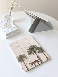 Casing Pelindung Tablet Flip Anti Guncangan Motif Hewan Buas 1 buah Motif Leopard & Pohon Palem Dua Sisi Akrilik Transparan dengan Papan Belakang Kristal, Casing Pelindung Tablet Anti Guncangan untuk Mode Tidur/Bangun, Cocok untuk iPad Air 8(M4) 2026(11/13 Inci), (A16) Generasi ke-11 Model 11 Inci 2025, Generasi ke-9/8/7 10,2 Inci, Tahan Tekuk 3+ Tahun, Slot Pena Terintegrasi, Perlindungan Harian Sempurna, Hadiah Profesional - Hitam dan Putih - View 3