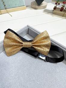 1pc Men's Groom Groomsman Glitter Wedding Banquet Party Nightclub Shiny Bow Tie, Valentine's Day Bow Tie - Multicolor - View 5