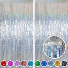 Bộ 2 rèm tua rua bằng giấy bạc, 10 màu, ánh kim vàng lấp lánh, thích hợp trang trí phông nền cho Ngày Valentine, Sinh nhật, Đám cưới, Kỷ niệm, Tiệc tùng. - Nhiều màu - Xem 15