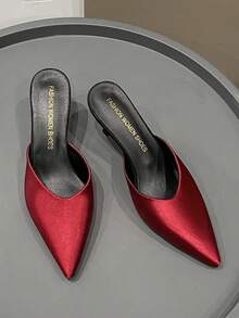 Women's Pointed Toe High Heel Slip-On Mule Sandals, Fairy Style, Spring New Arrival - Burgundy - View 10