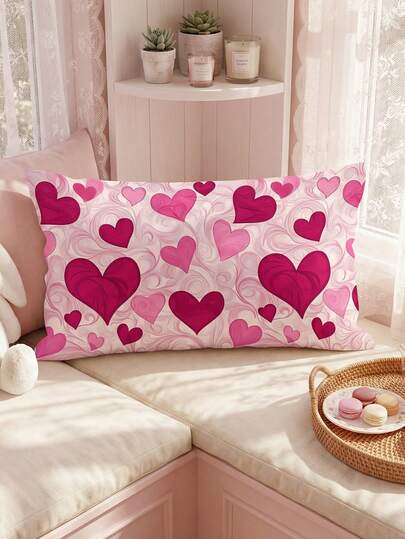 1/2 Peças Capa de Almofada Dia dos Namorados, Capa de Almofada Decorativa Macia, Roupa de Cama, Fronha de Almofada Estampada, Inclui Apenas a Capa da Almofada Sem o Enchimento, Fácil de Limpar, Capa de Almofada em Formato de Coração, Capa de Almofada com Fechamento em Envelope, Adequada para Sofá, Sofá-Cama, Quarto, Decoração de Sala de Estar, Aplicável para Vários Tipos de Ambientes, Macia e Respirável, Amigável à Pele, Têxtil Doméstico Aconchegante, Casamento, Presente Dia dos Namorados