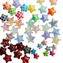 10pcs UV Glow Shiny Star Beads For DIY Jewelry Making, Phone Straps, Necklaces, Earrings, Keychains - UV Iridescent Sparkling Star Beads - View 10