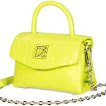 Cloe - Bolsa Briefcase Mini Textil Asa de Cadena para Mujer - limón - Ver 6