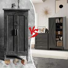 Metal High Cabinets, Black Metal Cabinets, Kitchen Cabinets, Filing Cabinets, Equipped With 2 Doors And 4 Adjustable Shelves (Black) - màu đen - Xem 7