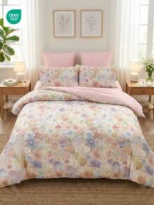 2/3件套四季床上用品套装，柔软抗起球亲肤被套套装，包含1件被套+1/2件枕套，不含被芯，水彩花卉印花，时尚卧室装饰，适用于单人床/双人床/大号床/特大号床，可机洗，通过OEKO-TEX认证 - 彩色 - 查看 6