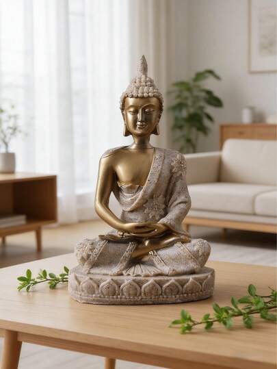 1 pieza Estatua de Buda de resina, adecuada para decorar la sala de estar, el estudio o el escritorio del dormitorio, el mejor regalo para cumpleaños o graduación