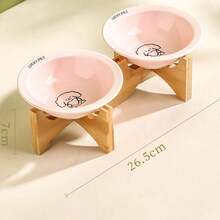 Ceramic Dog And Cat Bowl With Wooden Stand, Food And Water Bowl Non-Spill For Cats Dogs, Whisker Friendly And Dishwasher - 170ml - View 24