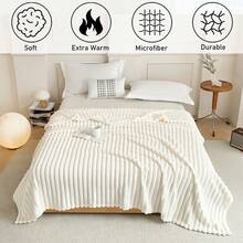 1 chiếc chăn lông cừu trắng, thích hợp cho ghế sofa/giường, chăn mùa đông sang trọng hiện đại, siêu mềm, ấm áp và dễ chịu. - trắng - Xem 2