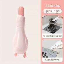 1pc Cartoon Duck Shaped Hair & Debris Drain Cleaner, Suitable For Cleaning Hair In Kitchen Sink And Bathroom, Reusable With Clip And Adhesive Pad - Multicolor - View 11
