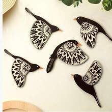 5pcs Wooden Bird Wall Decor, Rustic Wooden Flying Bird Wall Art, Scandinavian Home Decor - Multicolor - View 7