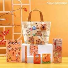 Bộ quà tặng văn phòng phẩm chủ đề chuột lang nước (Capybara), bao gồm nhiều vật phẩm thiết kế hình chuột lang nước như bút, hộp bút chì, sổ tay, sticker, tẩy, giấy ghi chú, mặt dây chuyền, v.v. Thích hợp làm quà tặng tốt nghiệp, quà sinh nhật, quà tựu trường, quà Valentine (kiểu dáng và màu sắc văn phòng phẩm có thể khác nhau). - Nhiều màu - Xem 4