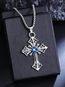 1pc 2026 New Style Cross Pendant Necklace, European & American Hip-Hop Personalized Stainless Steel Sweater Chain Pendant, Family Holiday Birthday Gift Jewelry, Wholesale, Suitable For Daily Wear By Men - Cross Necklace - View 13