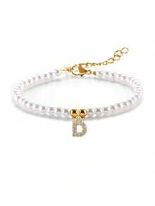 甜美珍珠字母串珠手链，女孩专属个性化时尚手链，送给她的礼物 - 均碼 - 查看 10