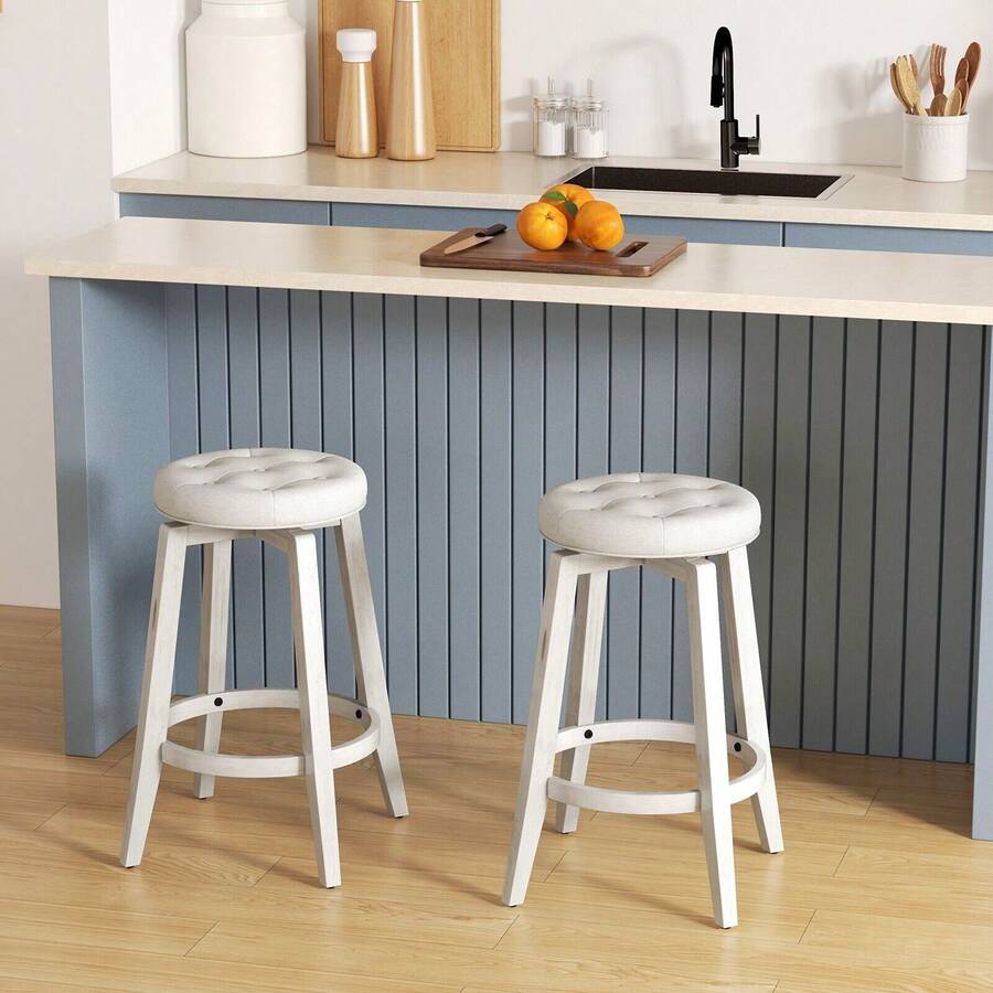 COSTWAY 360° Rotating Bar Stool Set Of 2, 26