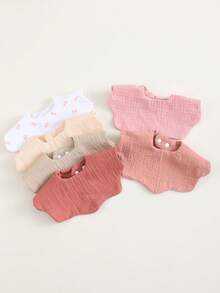 6条穆斯林纯棉婴儿围兜，柔软、舒适、透气、吸水性强、时尚 - 粉色 - 查看 2