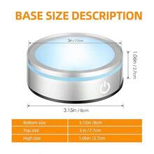 1. 装饰艺术风格灵敏触摸开关LED显示底座。USB供电，可变色艺术支架，适用于3D水晶照片、玻璃球、亚克力艺术品、珠宝、透明材料、树脂等。适用于派对、家居、房间、书桌、办公室装饰。 - 彩色 - 查看 4