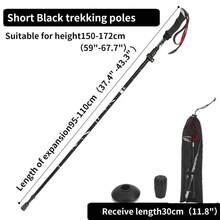 Foldable Hiking Stick, Lightweight Walking Cane, Portable Retractable Aluminum Alloy Anti-Slip Trekking Pole, Unisex - Black - View 5