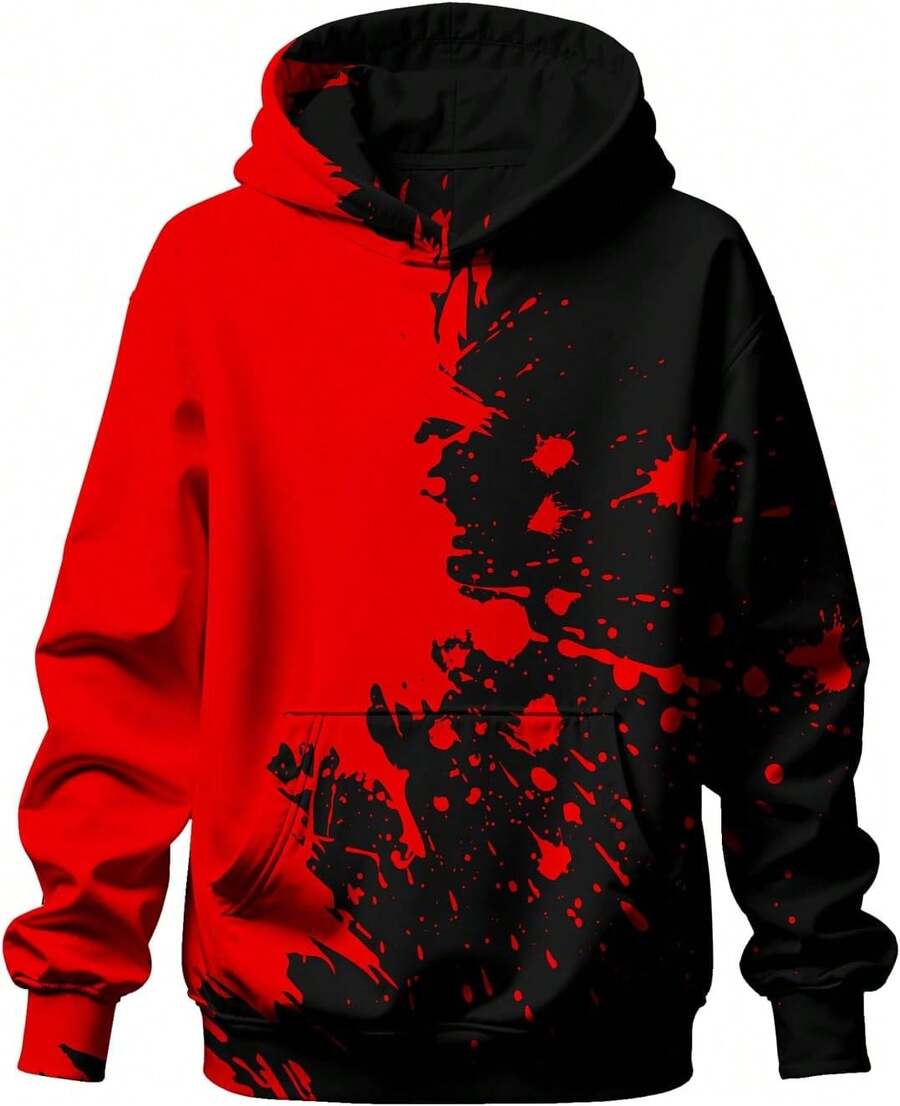 Boys' Graphic Hoodies (Size 14-16) - Cool Baseball Football Themed Sweatshirts, Perfect Gifts For Teens - G60 Red Graffiti - View 1