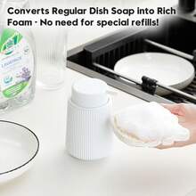 1pc Striped Foam Soap Dispenser, Luxury Style Bathroom Kitchen Pump Bottle, Refillable - one-size - View 10