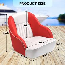 Techigher Pontoon Captain Bucket Seat, Fishing Chairs With Thickened Sponge Padding For Boats, Sightseeing, Speedboat, Canoe - White and Red Stitching - View 5