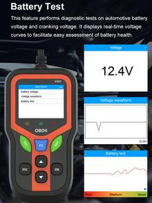 Herramienta de diagnóstico de automóvil OBD2, lector de códigos de falla, decodificador, borrador, equipo de diagnóstico con luz de advertencia - Negro - Ver 7