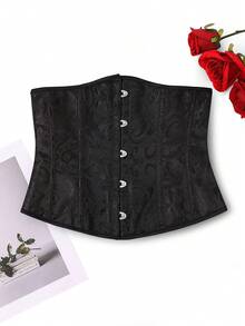 Women's Lace-Up Corset, Waist Cincher, Tight Bustier - Black - View 5