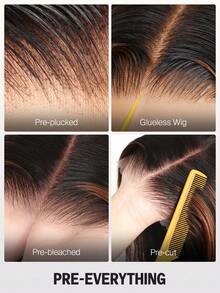 MEGALOOK 6英寸x5英寸蕾丝前渐变波波头假发，无需胶水，柔顺直发，100%真人发丝，1B/30渐变色，预修剪蕾丝，自然发际线，12-14英寸，无需粘合剂，外观自然，适合日常佩戴，可打造办公室、万圣节、派对、Y2K、叛逆、度假、户外、角色扮演、学校、节日、圣诞节、婚礼等多种造型，适合女性佩戴。