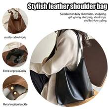 Slouchy Hobo Bag, Large Capacity Leather Look Shoulder Bag For Women, Extra Large Tote Holds Tablet, Soft Casual Purse With Metal Closure, Crossbody Boho Handbag For Daily Commute, Travel, Shopping. - Multicolor - View 2