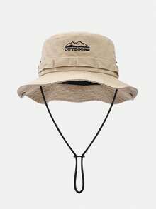 1pc Solid Color Graphic Letter Embroidered Bucket Hat, Polyester Fabric Sun Protection, Suitable For Outdoor, Hiking, Camping, Travel, Great Gift For Family, Friends, Boyfriend/Girlfriend, Christmas, Mother's Day, Father's Day, Teacher's Day, Birthday - Multicolor - View 3