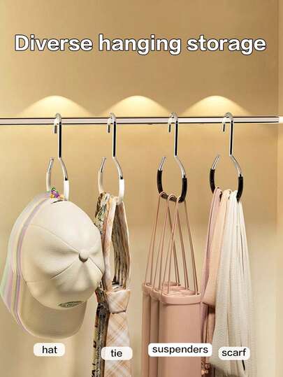 1pc Hat Rack, Belt Rack, Wardrobe Organizer Rack, Suitable For Belts, Ties, Scarves, Suspenders, Hats, Bras, Shoes, Handbags, Dresses, Pants, Jeans, Boots, Skirts, Bedroom Storage, Organization, Home Use, White