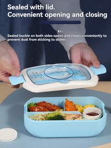 2pcs Bento Box With Water Bottle, Large 4-Compartment Lunch Box With Spoon, Fork And Sauce Container, Microwave , Suitable For Work, Commute, Students - Lunchbox + Water Bottle - View 9